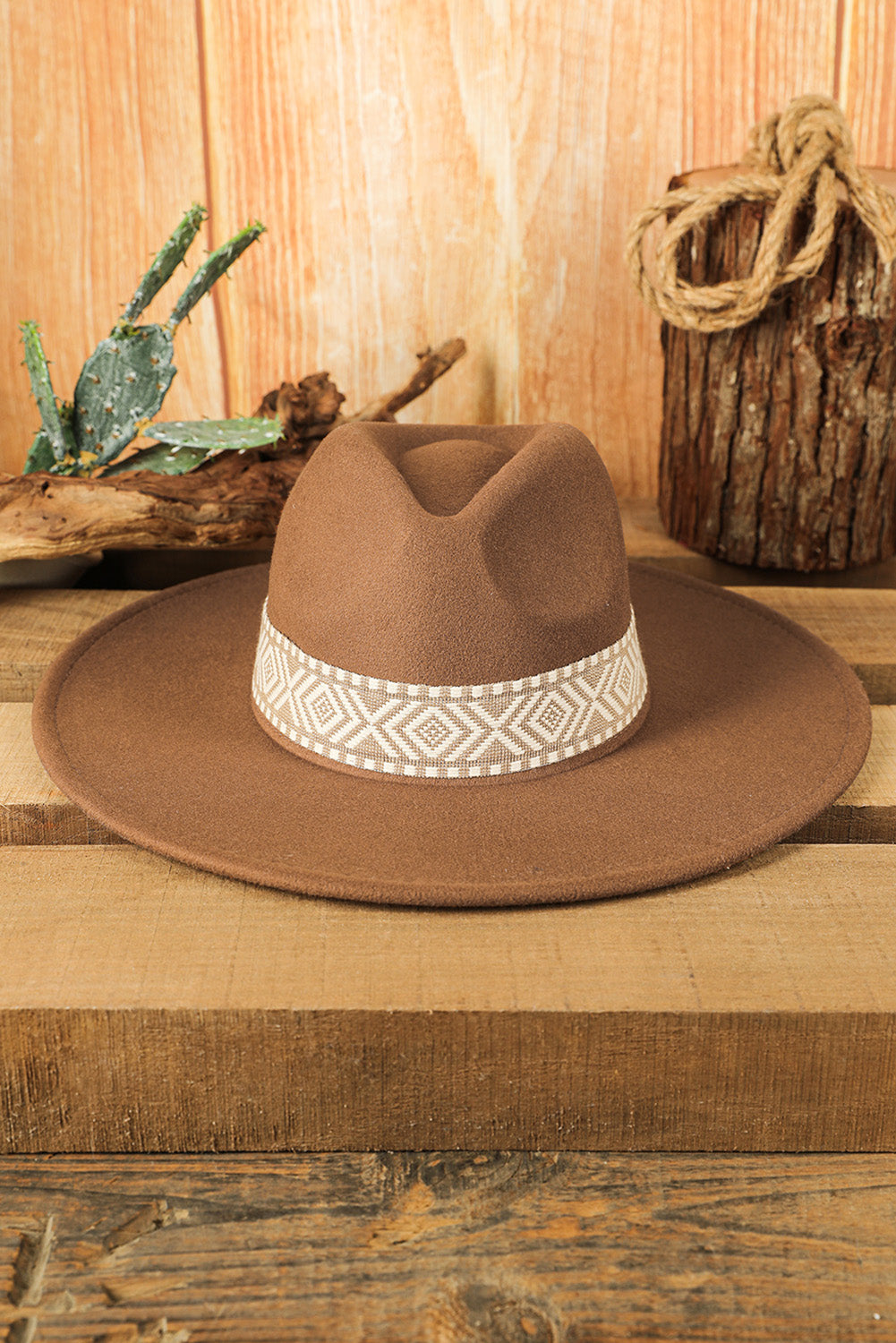 Brown Western Flat Brim Cowboy Hat