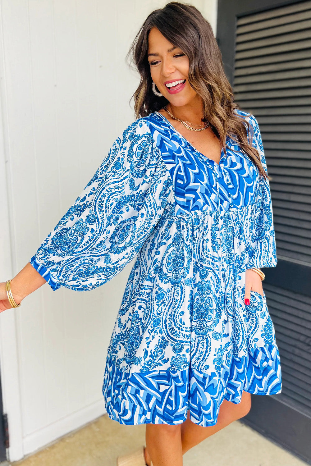 Boho Lantern Sleeve Dress