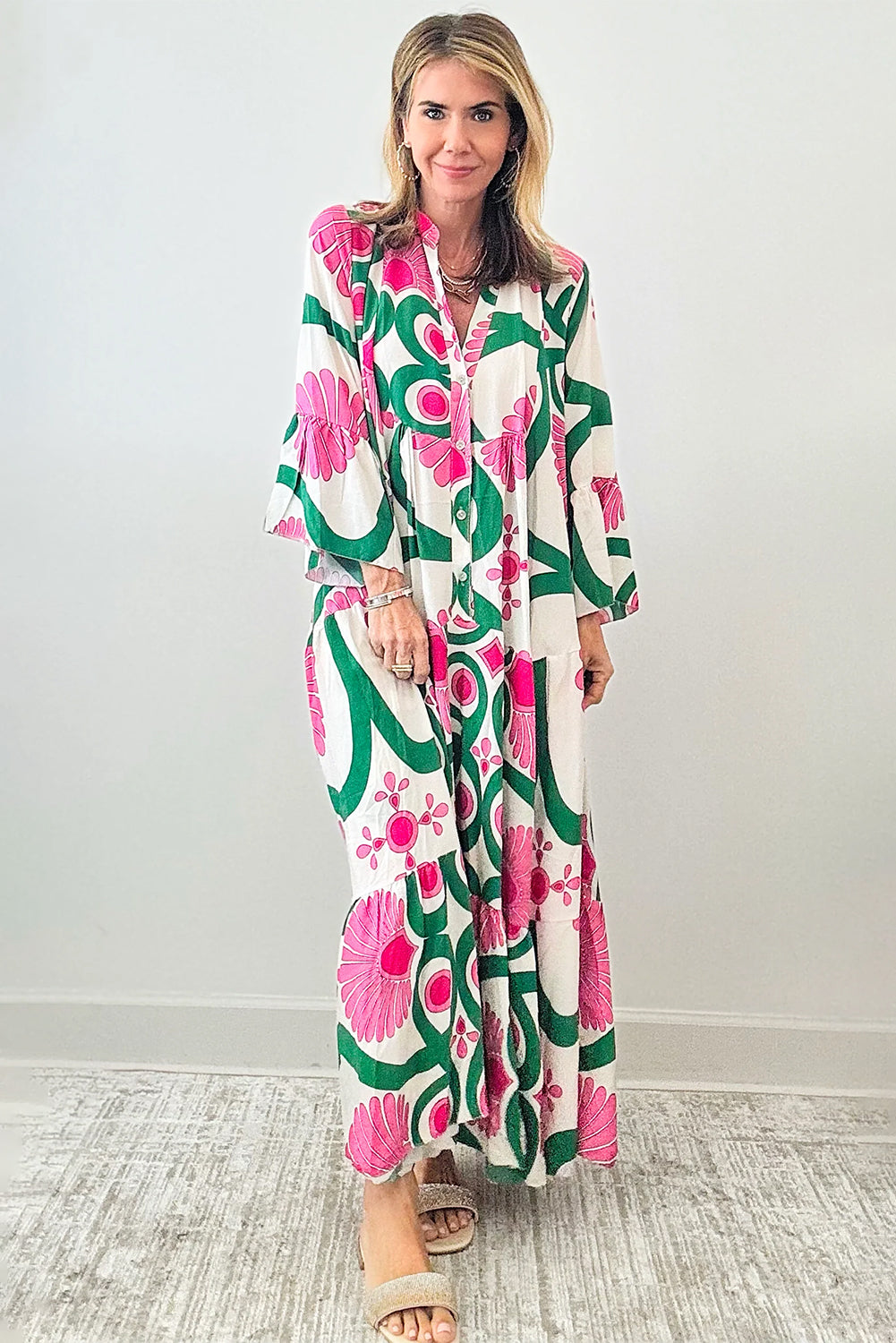 Pink Boho Oversized Maxi Dress