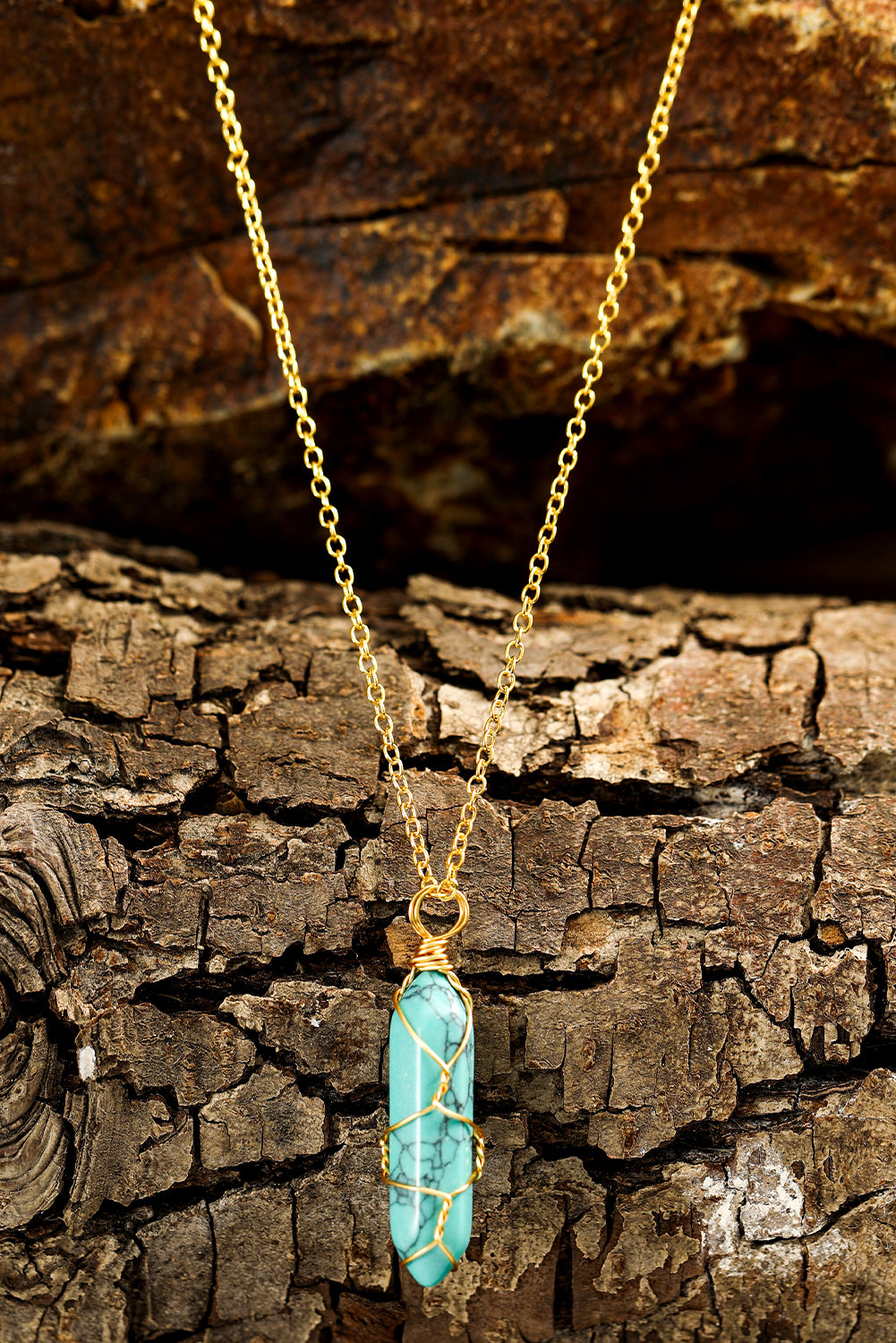 Wrapped Turquoise Pendant Necklace