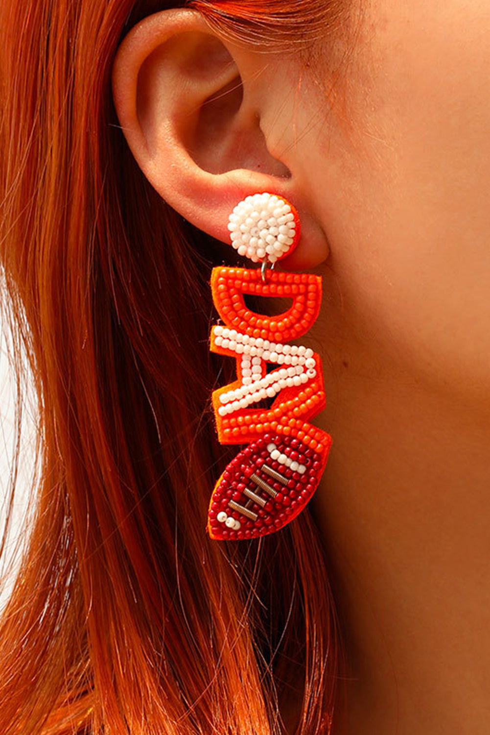 Orange GAMEDAY Rice Bead Earrings