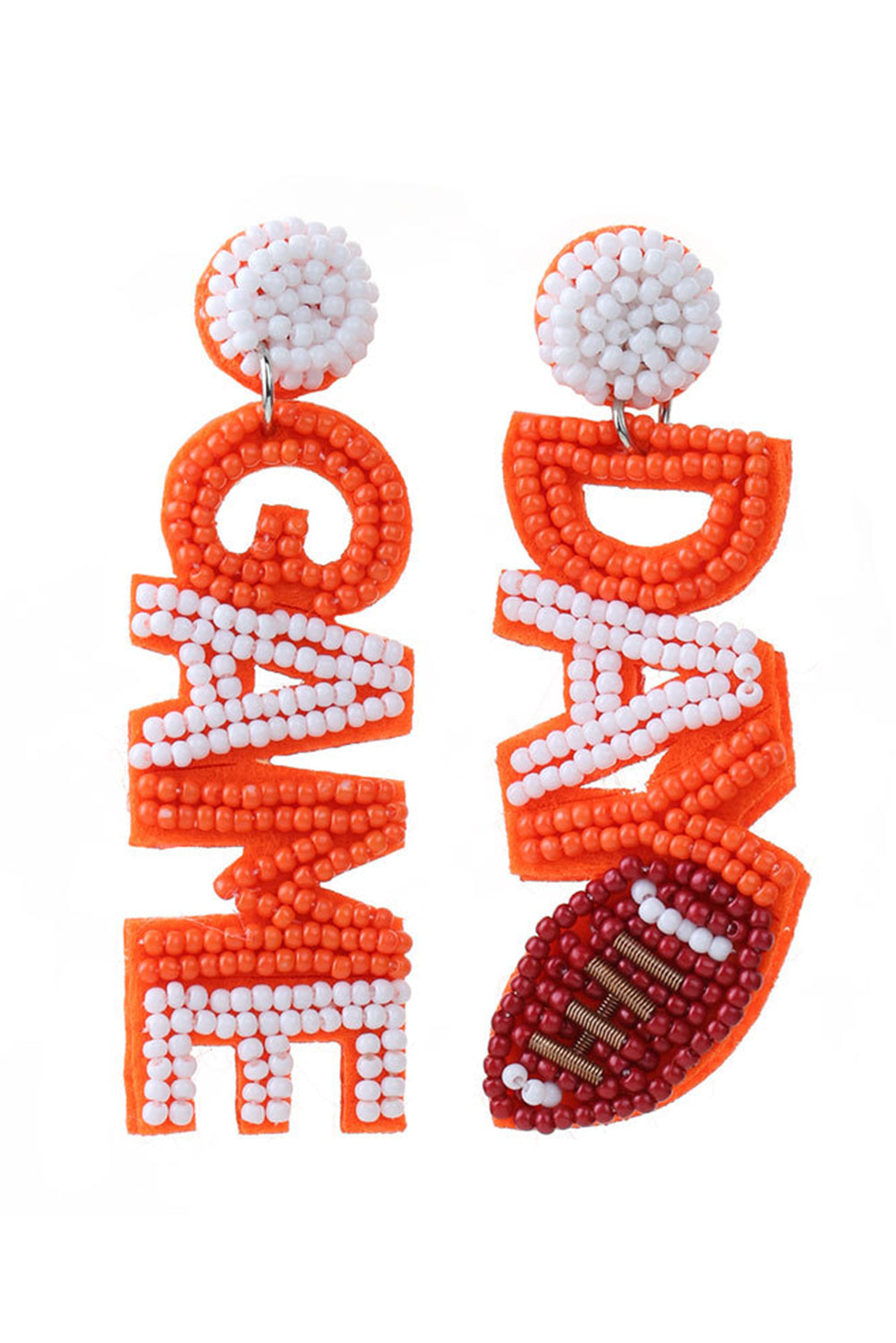 Orange GAMEDAY Rice Bead Earrings