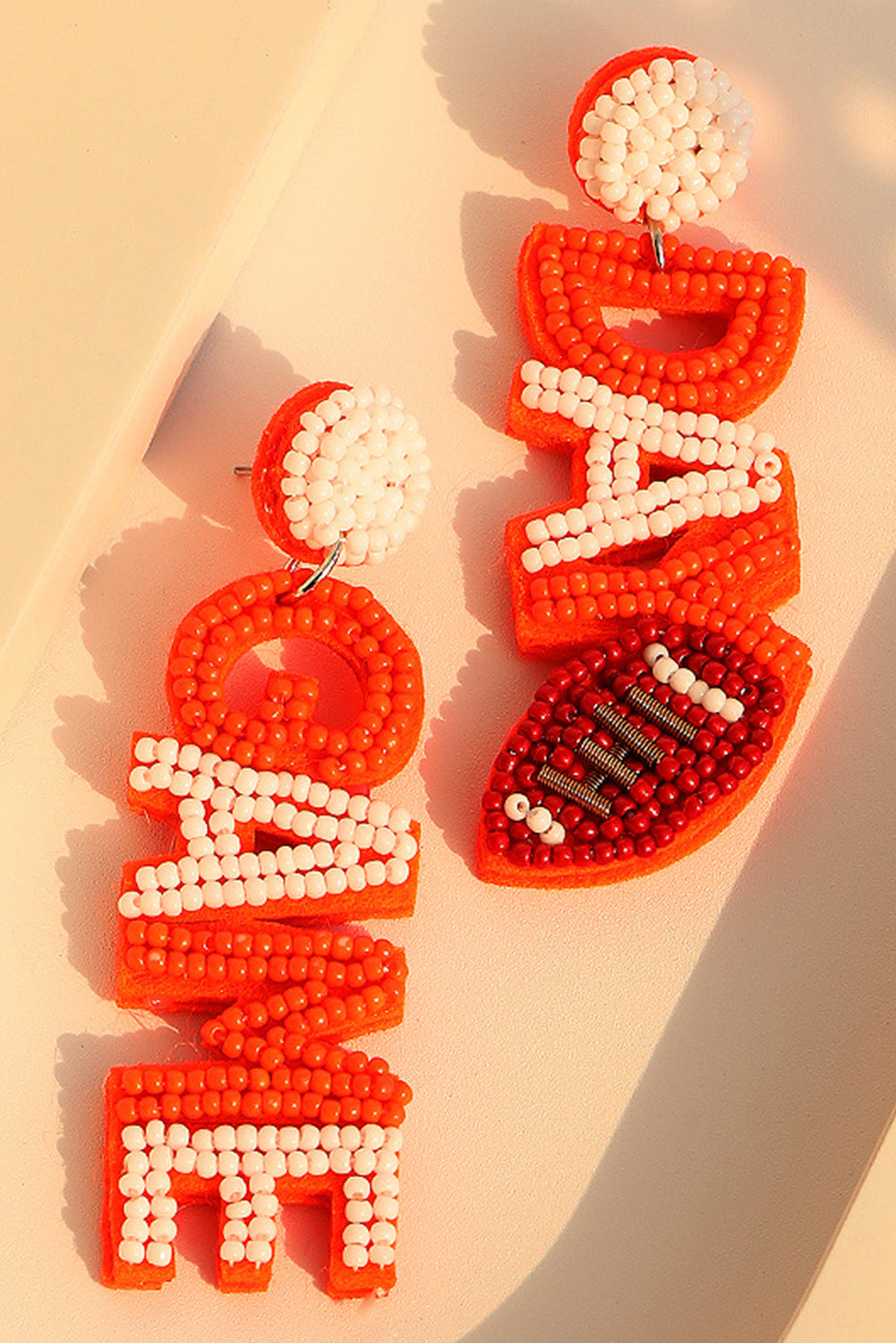 Orange GAMEDAY Rice Bead Earrings