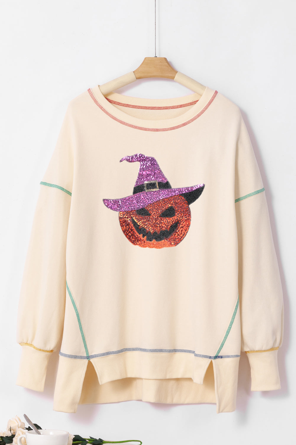 Glitter Pumpkin Wizard Halloween Sweatshirt