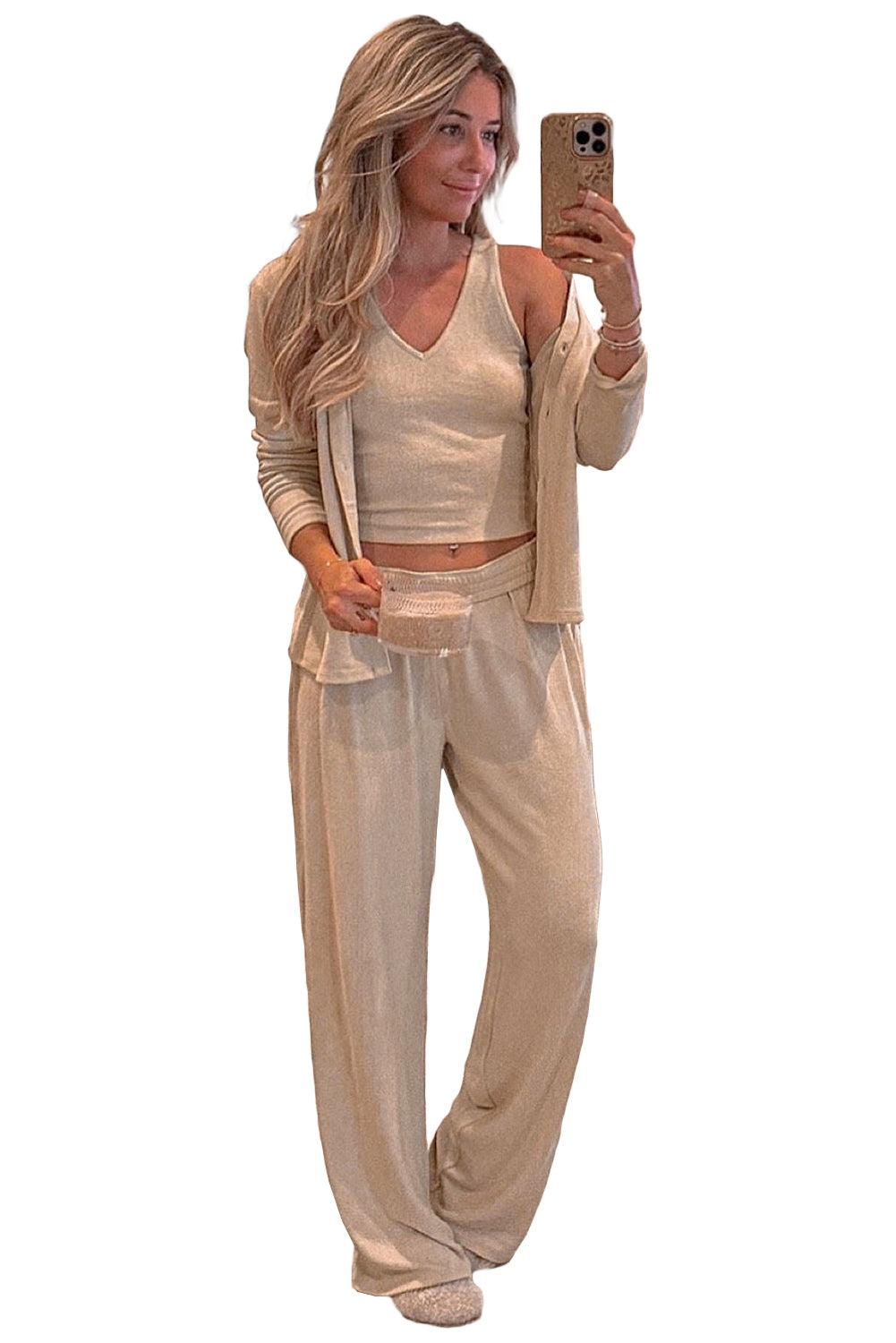 Oatmeal Three Piece Pajama Set