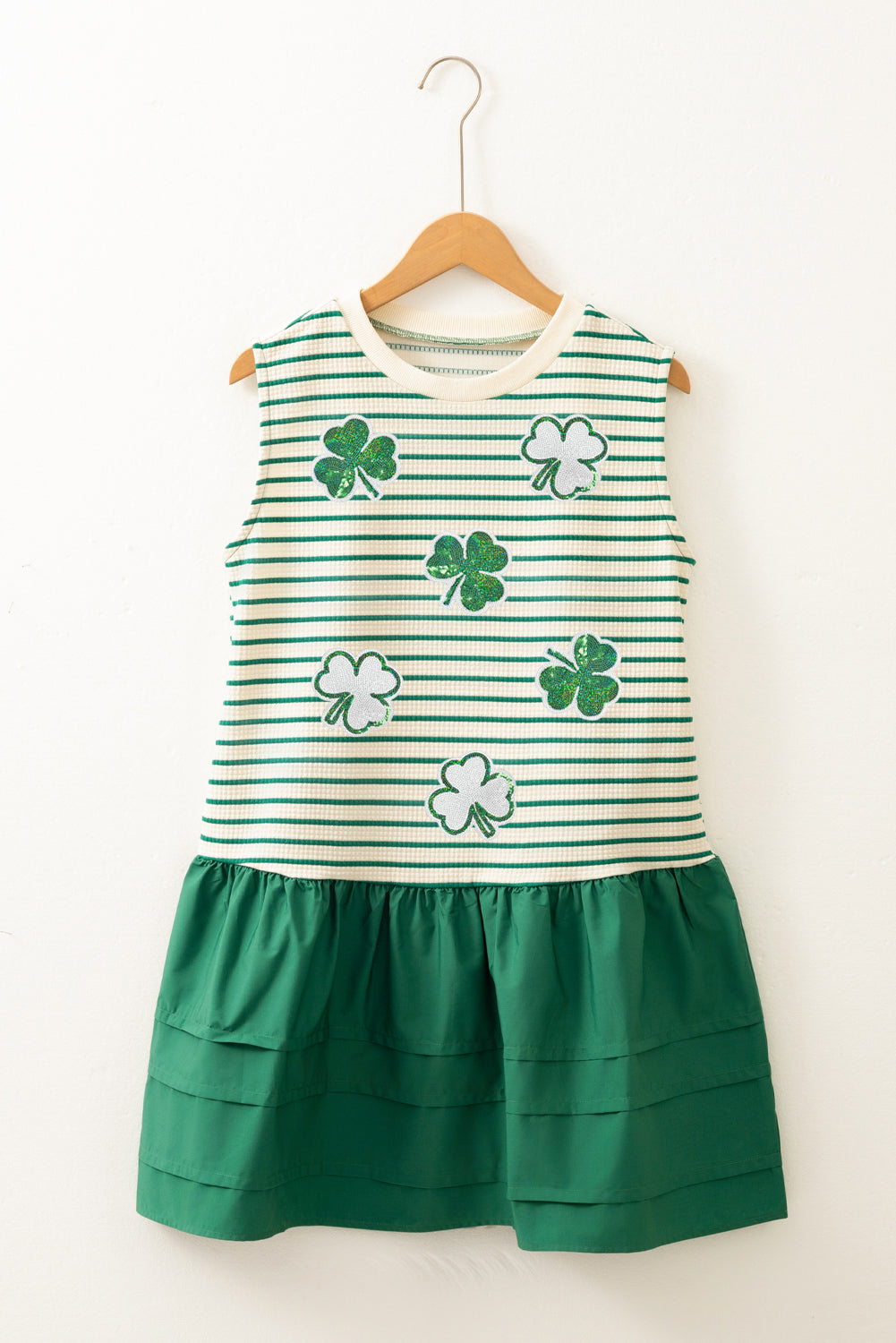 Green Stripe Sequin Shamrock Dress