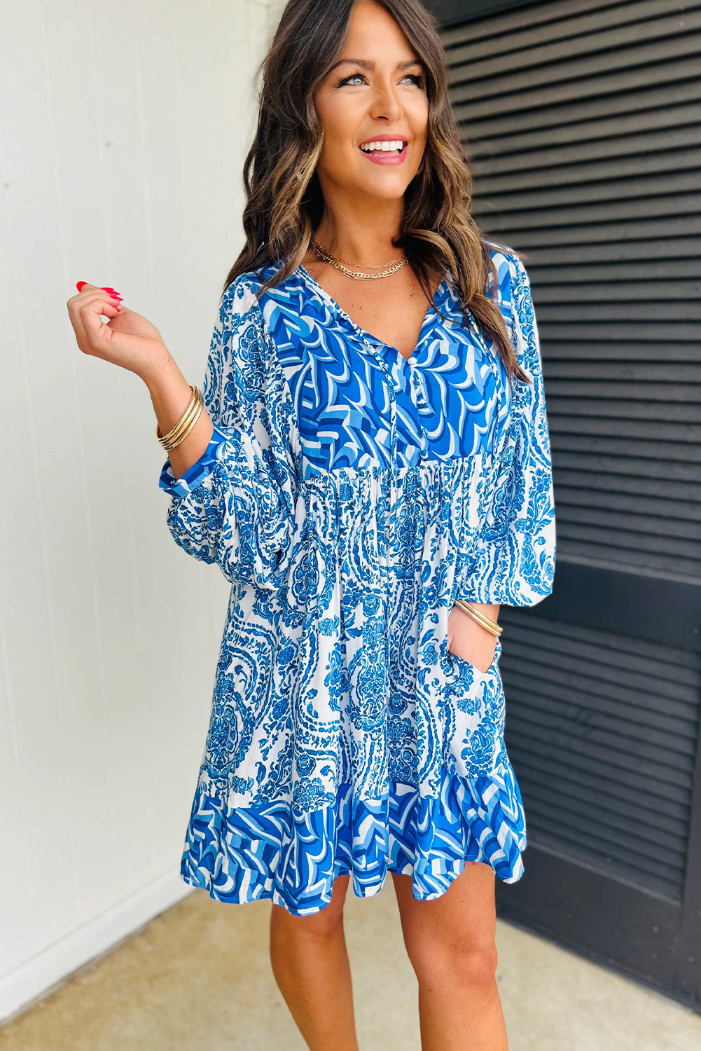 Boho Lantern Sleeve Dress