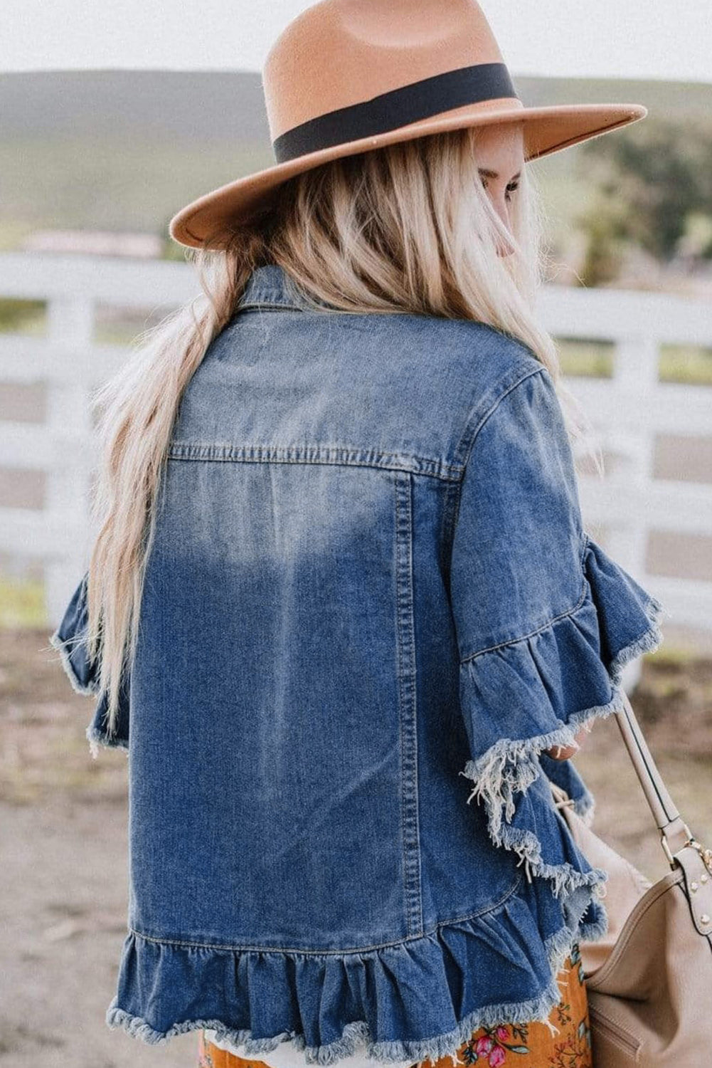 Raw Edge Short Sleeve Denim Jacket