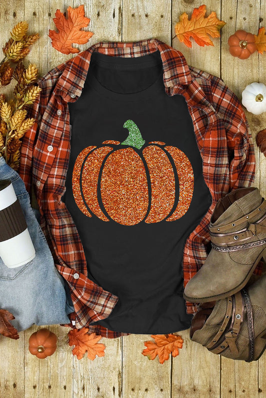 Halloween Glittering Pumpkin T Shirt