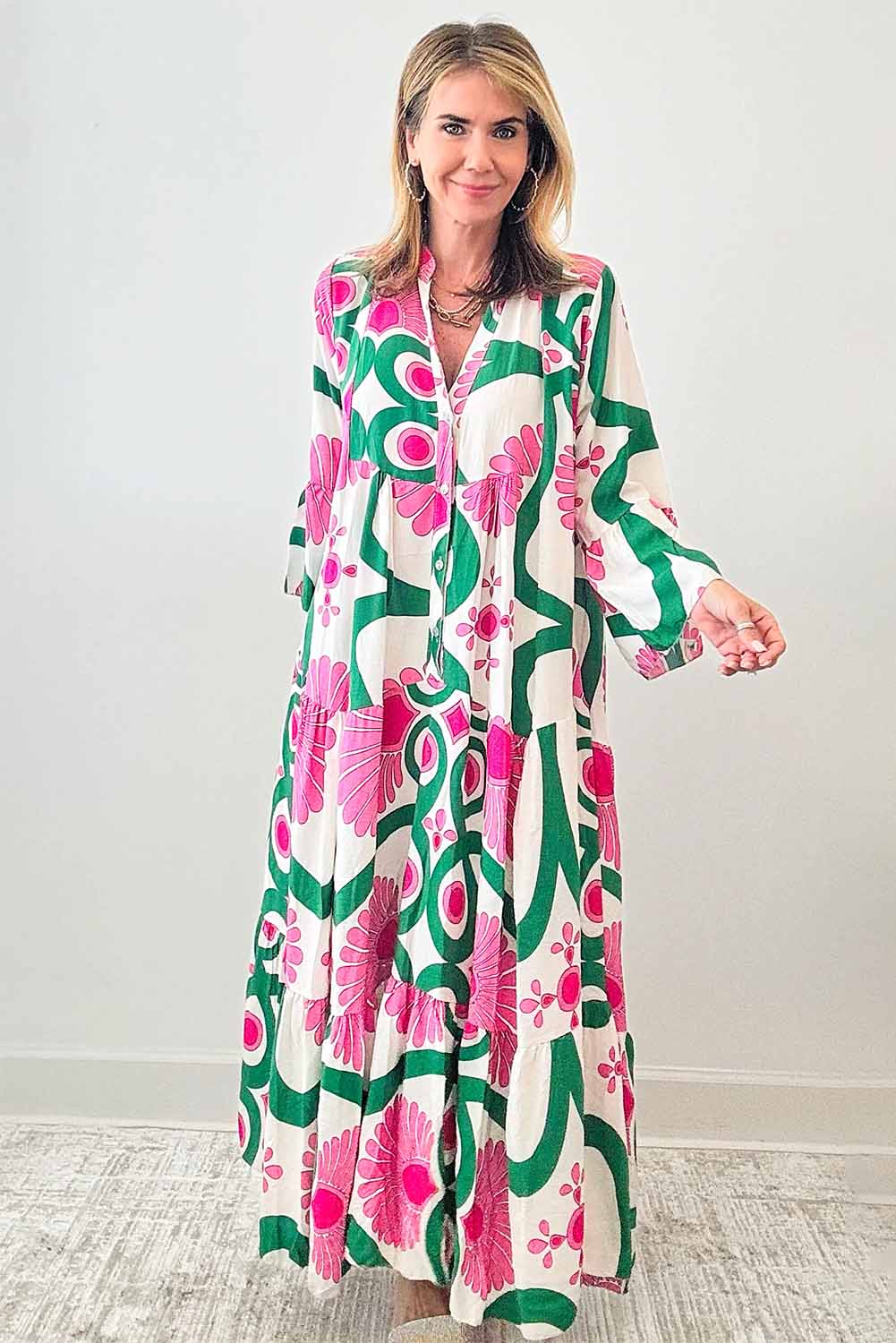 Pink Boho Oversized Maxi Dress