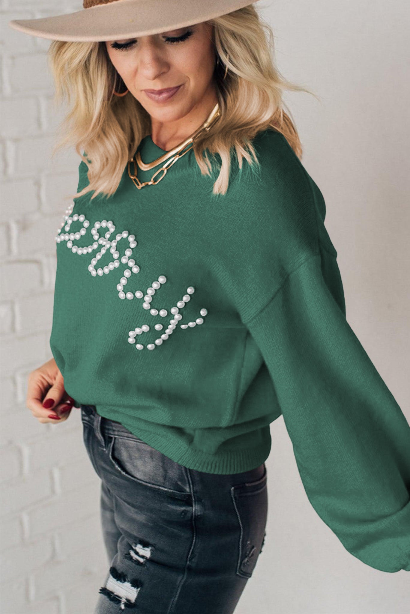 Green Pearl Merry Sweater