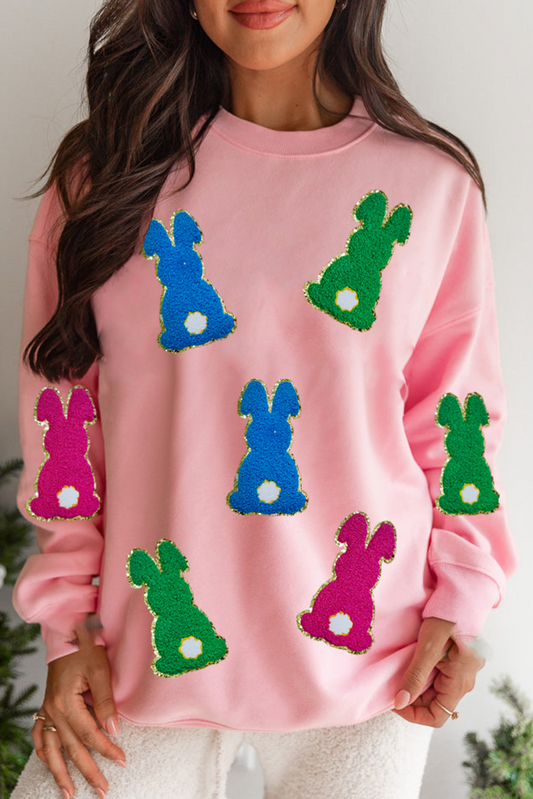 Easter Bunny Chenille Patched Sweatshirt