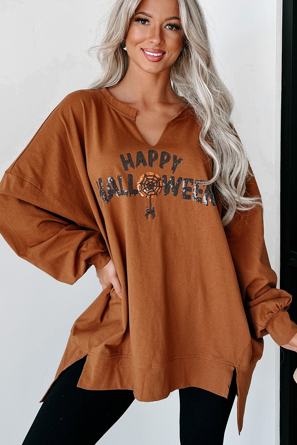 Sequin Happy Halloween Loose Top