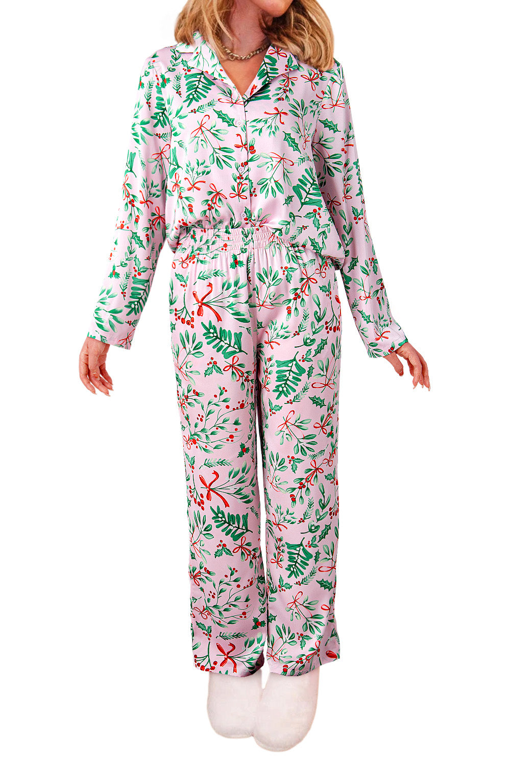 Floral Christmas Pajama Set