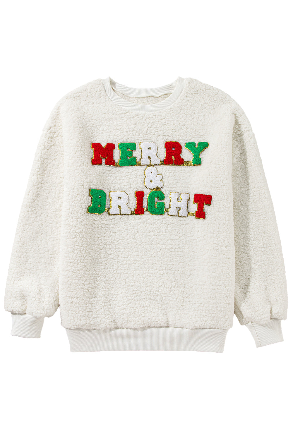 Merry & Bright Print Fuzzy Sweatshirt