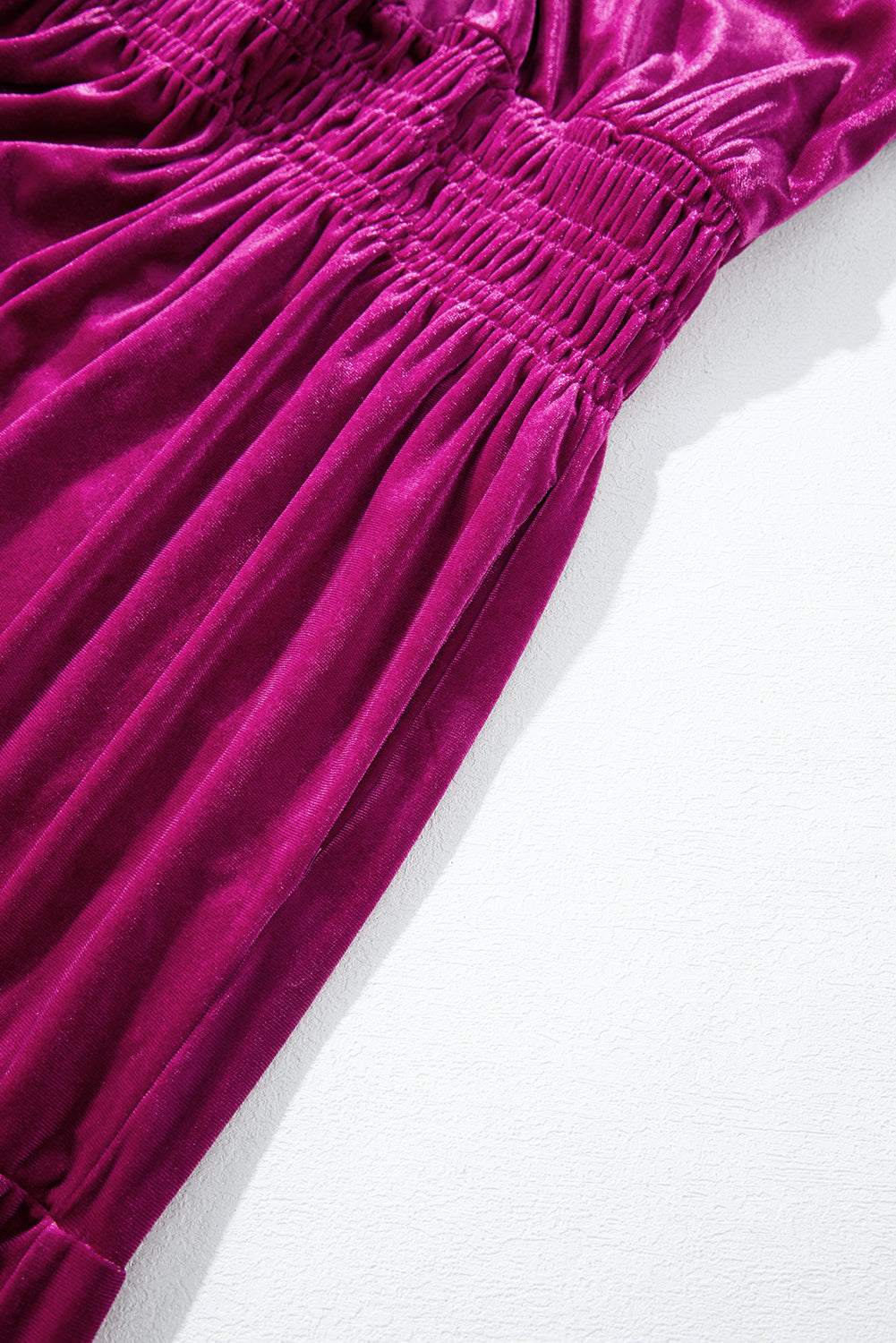 Velvet Smocked Waist Tiered Maxi Dress