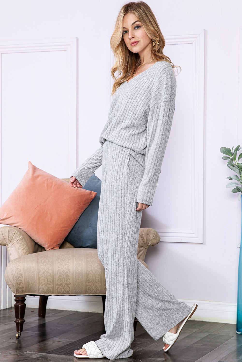 Slouchy Ribbed Knit Loungewear Set