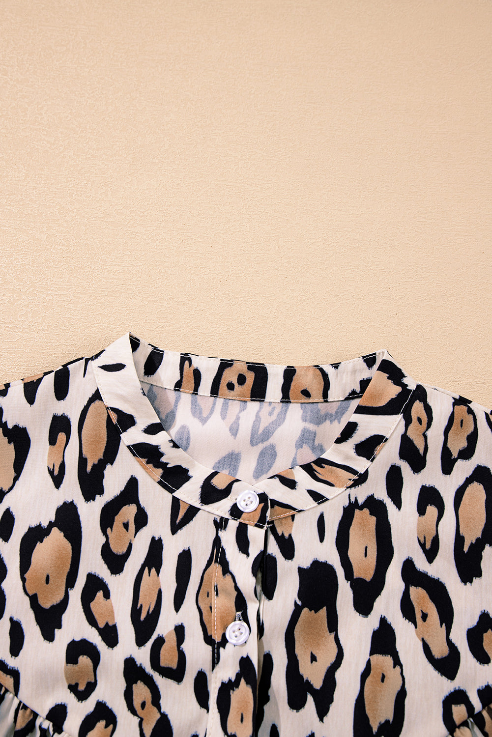 Leopard Print Balloon Sleeve Loose Blouse