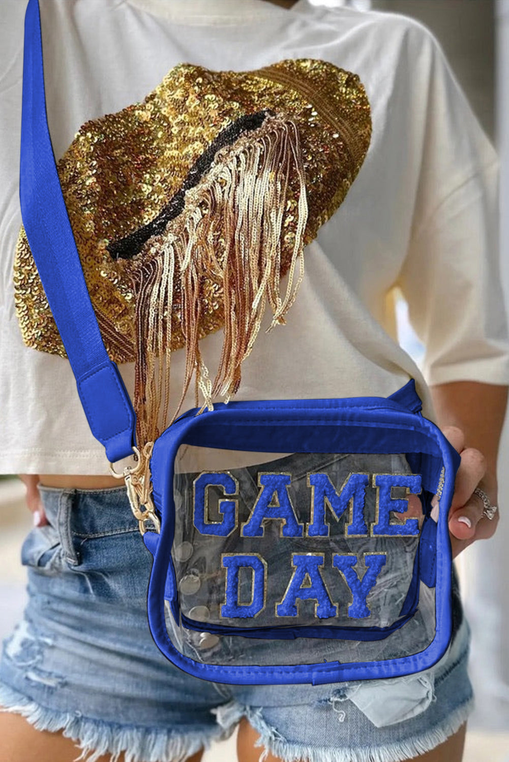 Clear Event Bag with Chenille Gameday Lettering