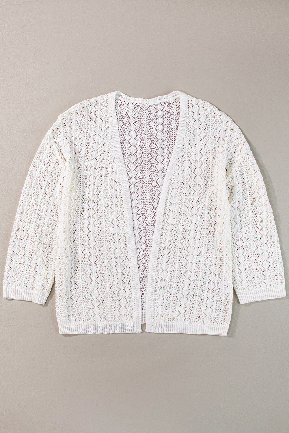 Crochet Knit Open Front Cardigan