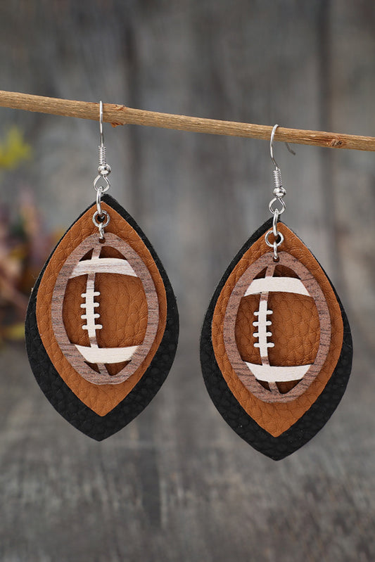 Leather Football Earrings