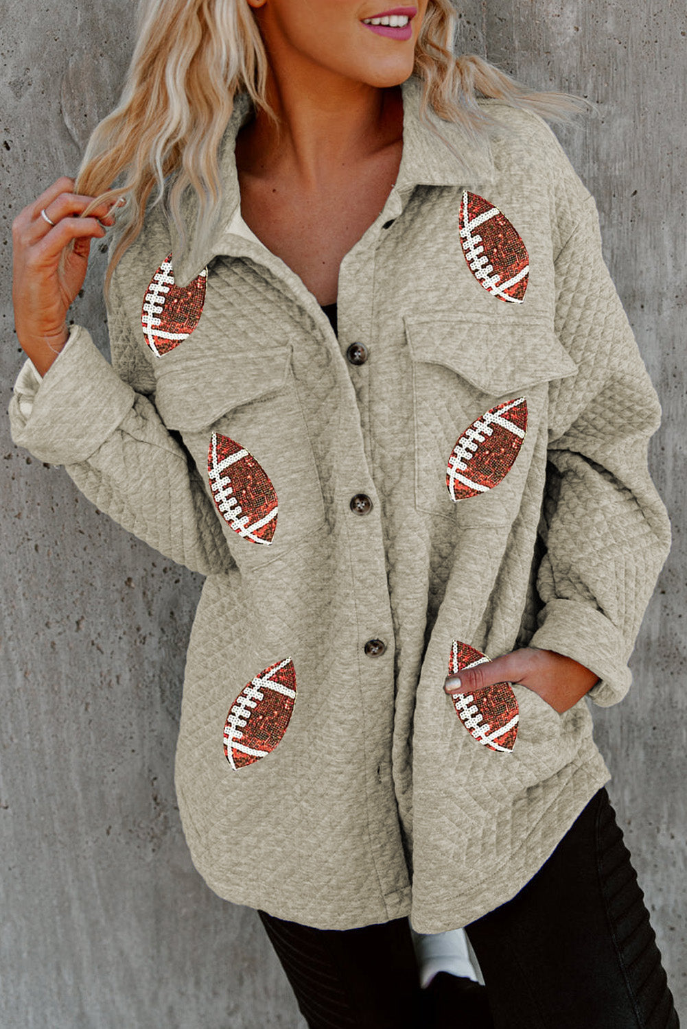 Quilted Football Shacket