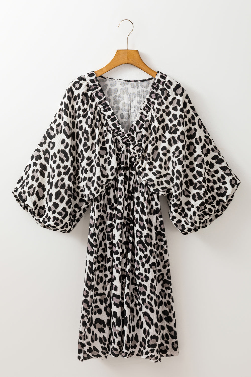 Leopard Print 3/4 Sleeve Dress