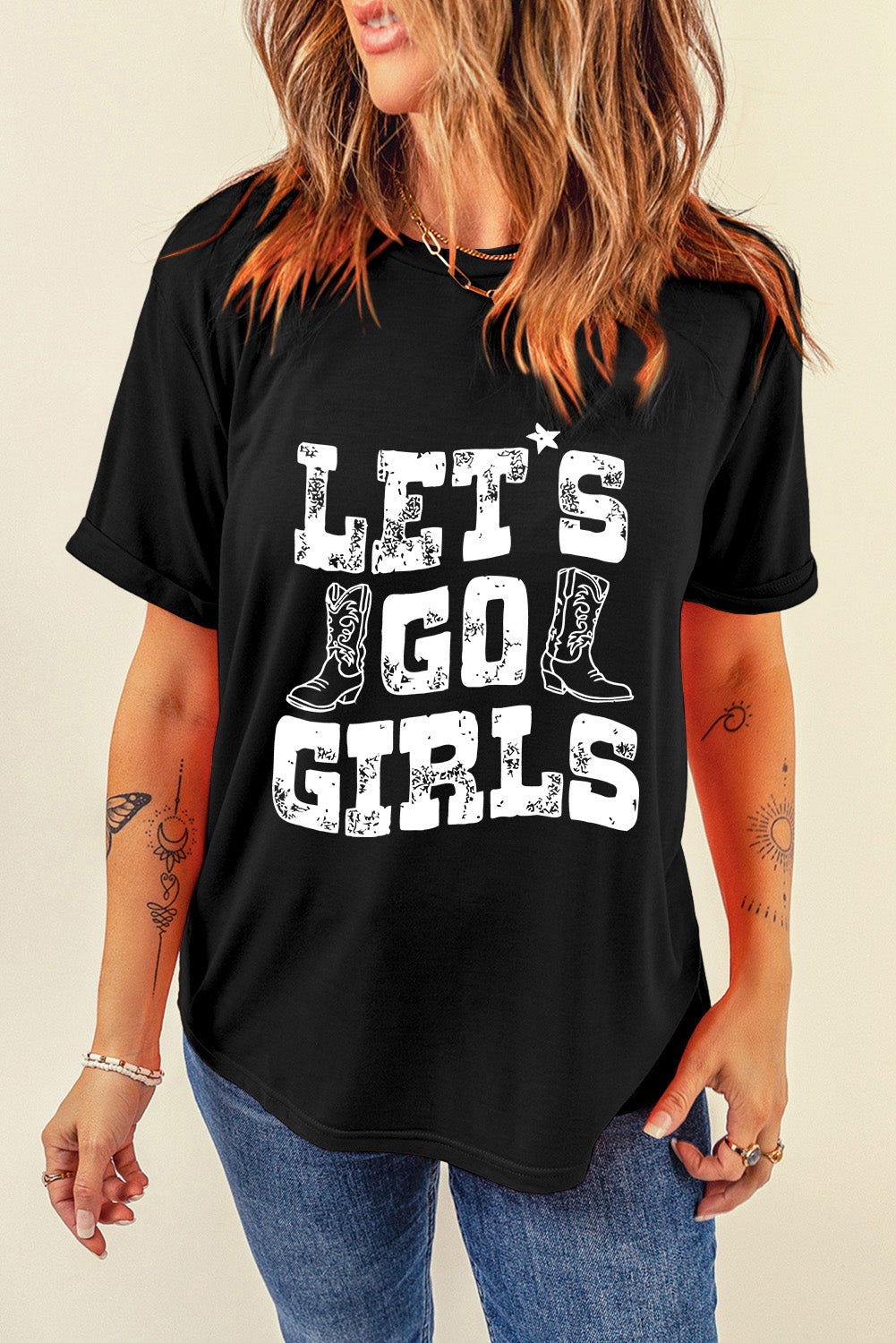 Black LETS GO GIRLS T Shirt