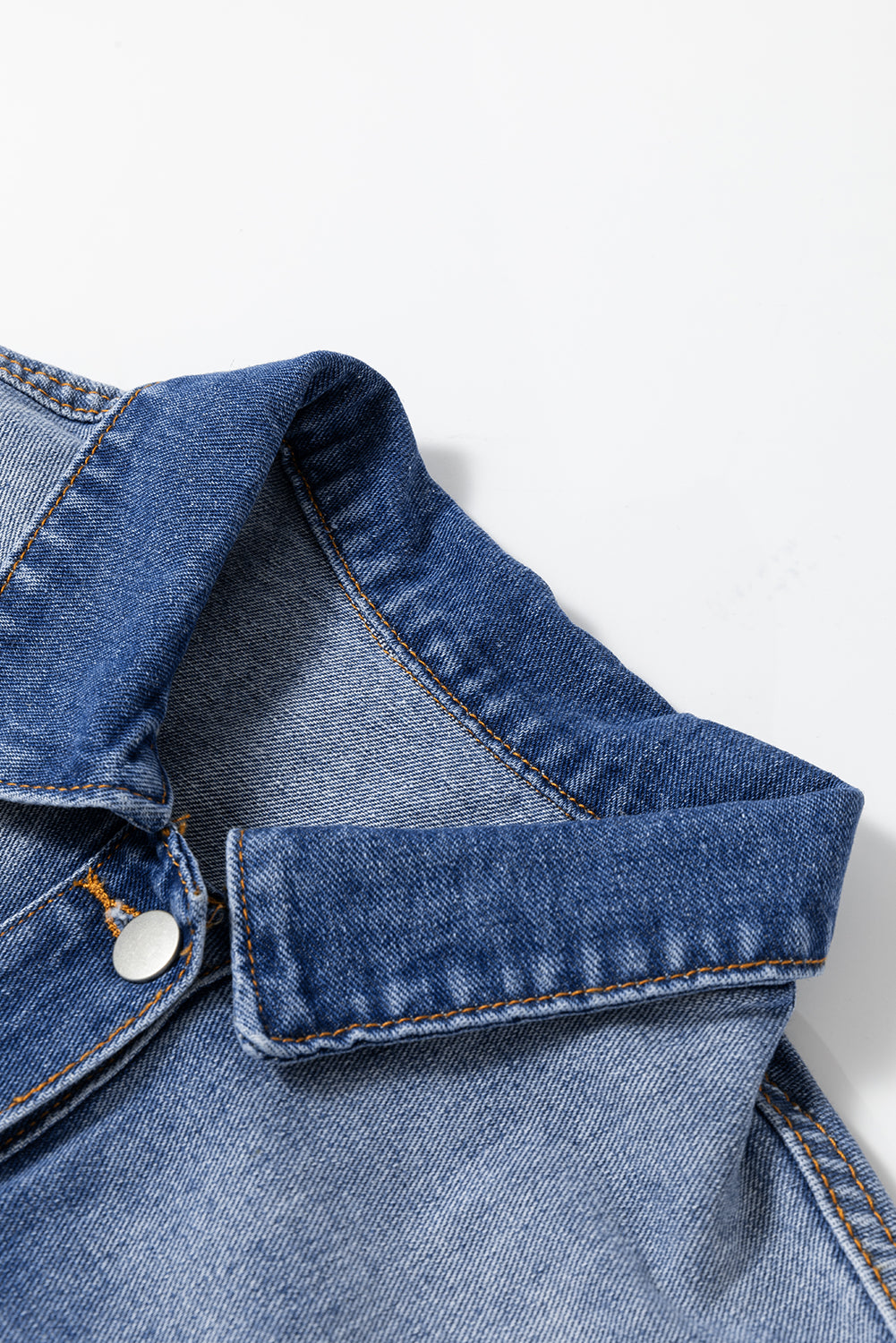 Raw Edge Short Sleeve Denim Jacket