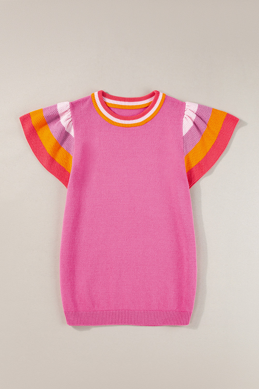 Striped Round Neck Knitted Tee