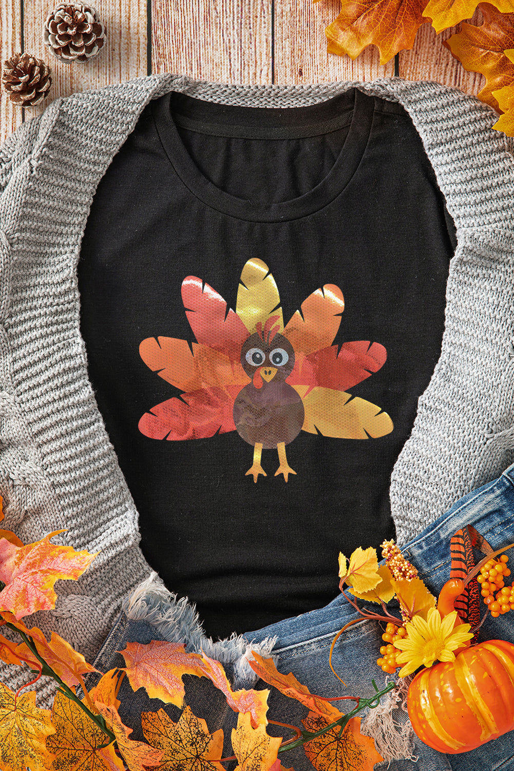 Black Turkey Thanksgiving T Shirt