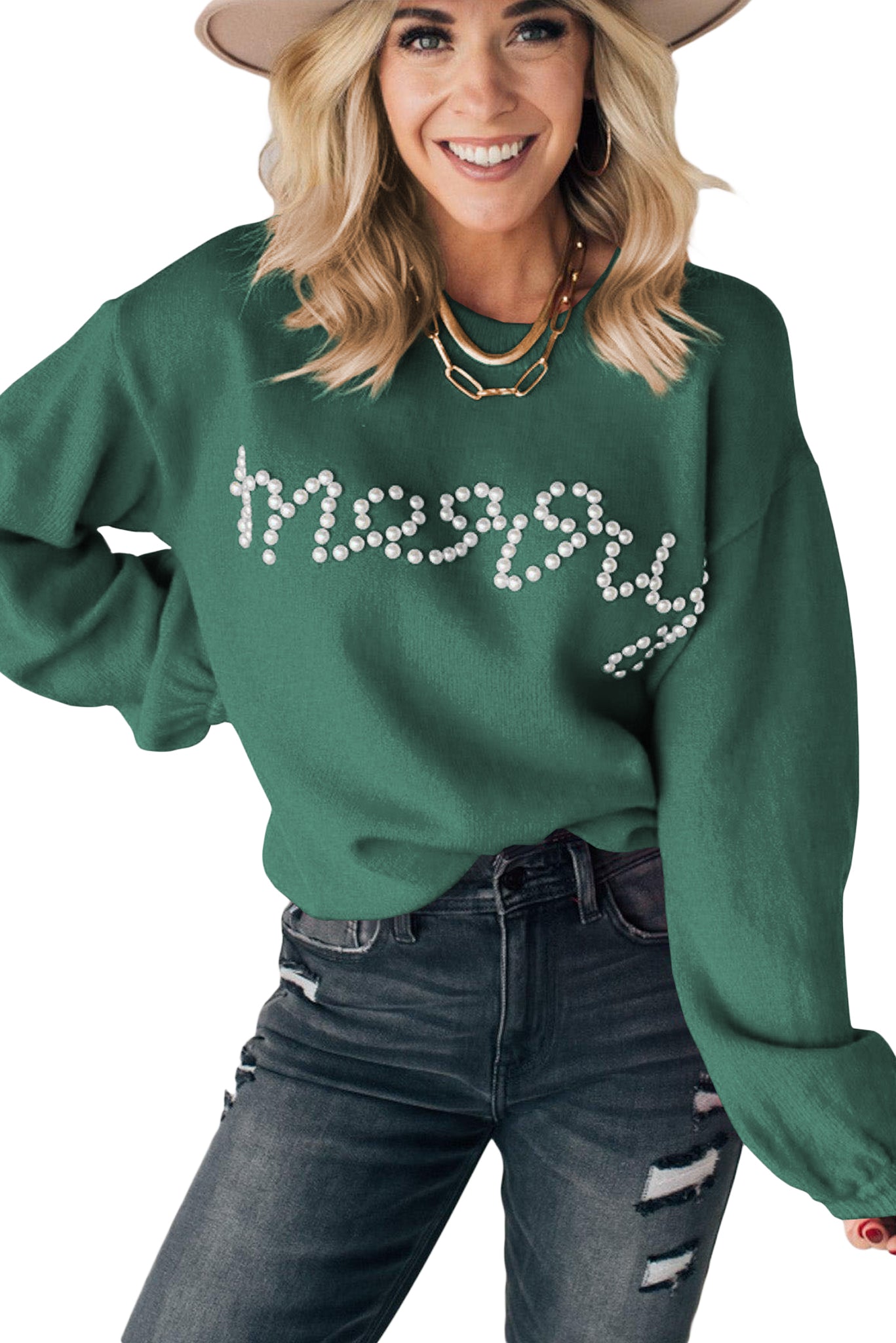 Green Pearl Merry Sweater