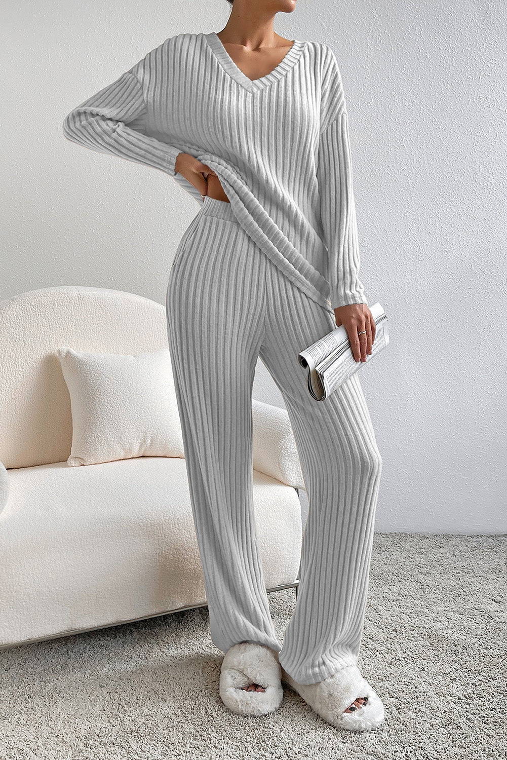 Slouchy Ribbed Knit Loungewear Set