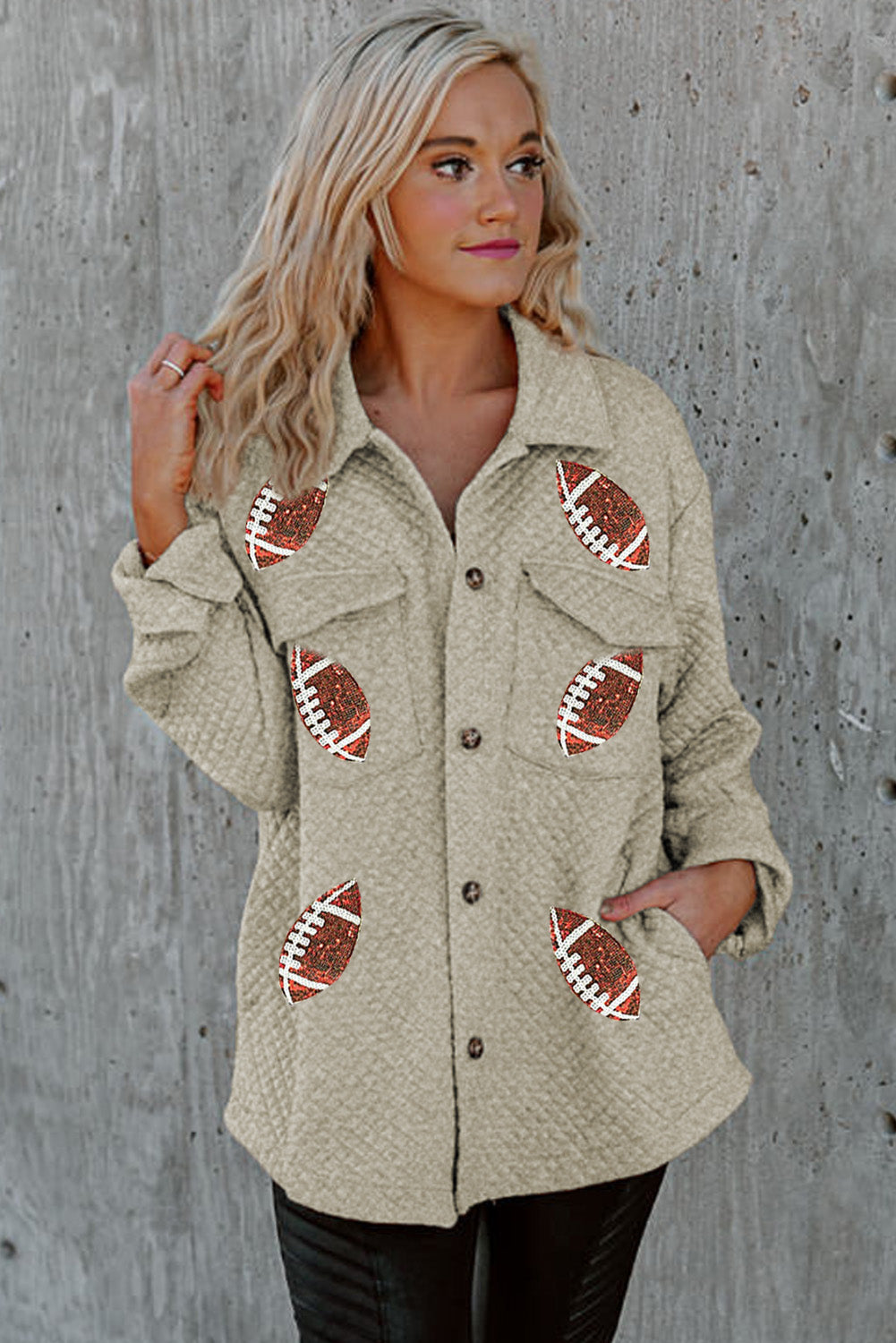 Quilted Football Shacket