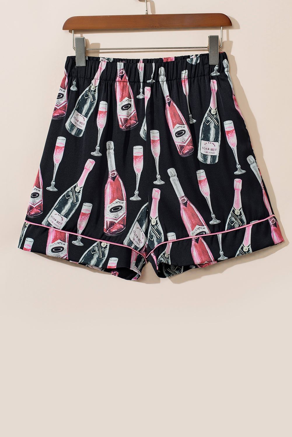 Black Champagne Print Pajamas Set