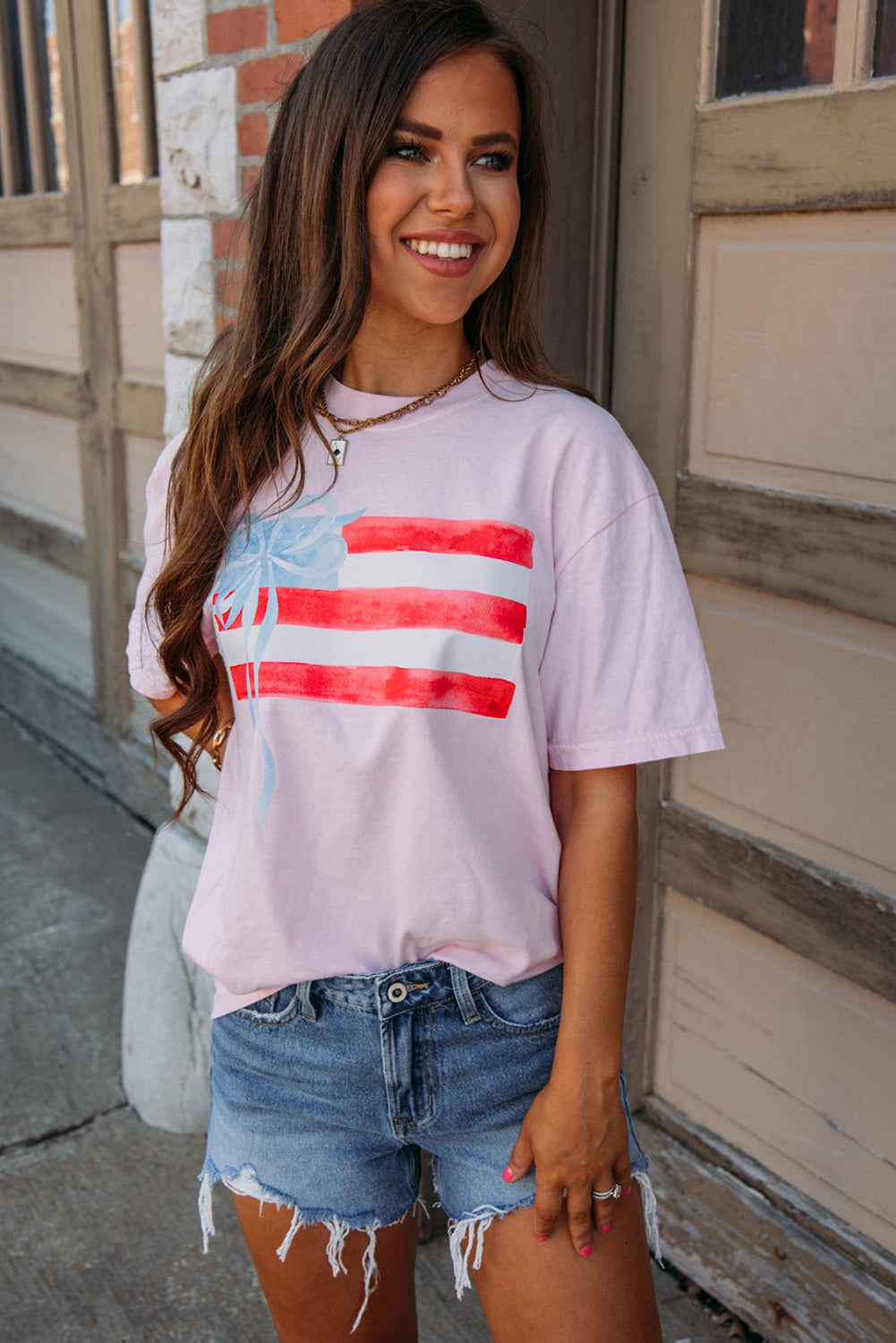 Flag Bow Crewneck Tee