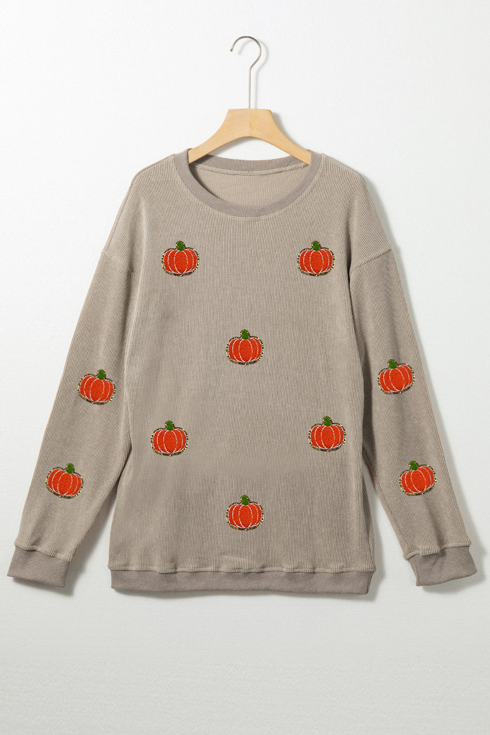 Ribbed Halloween Pumpkin Graphic Sweatshirt