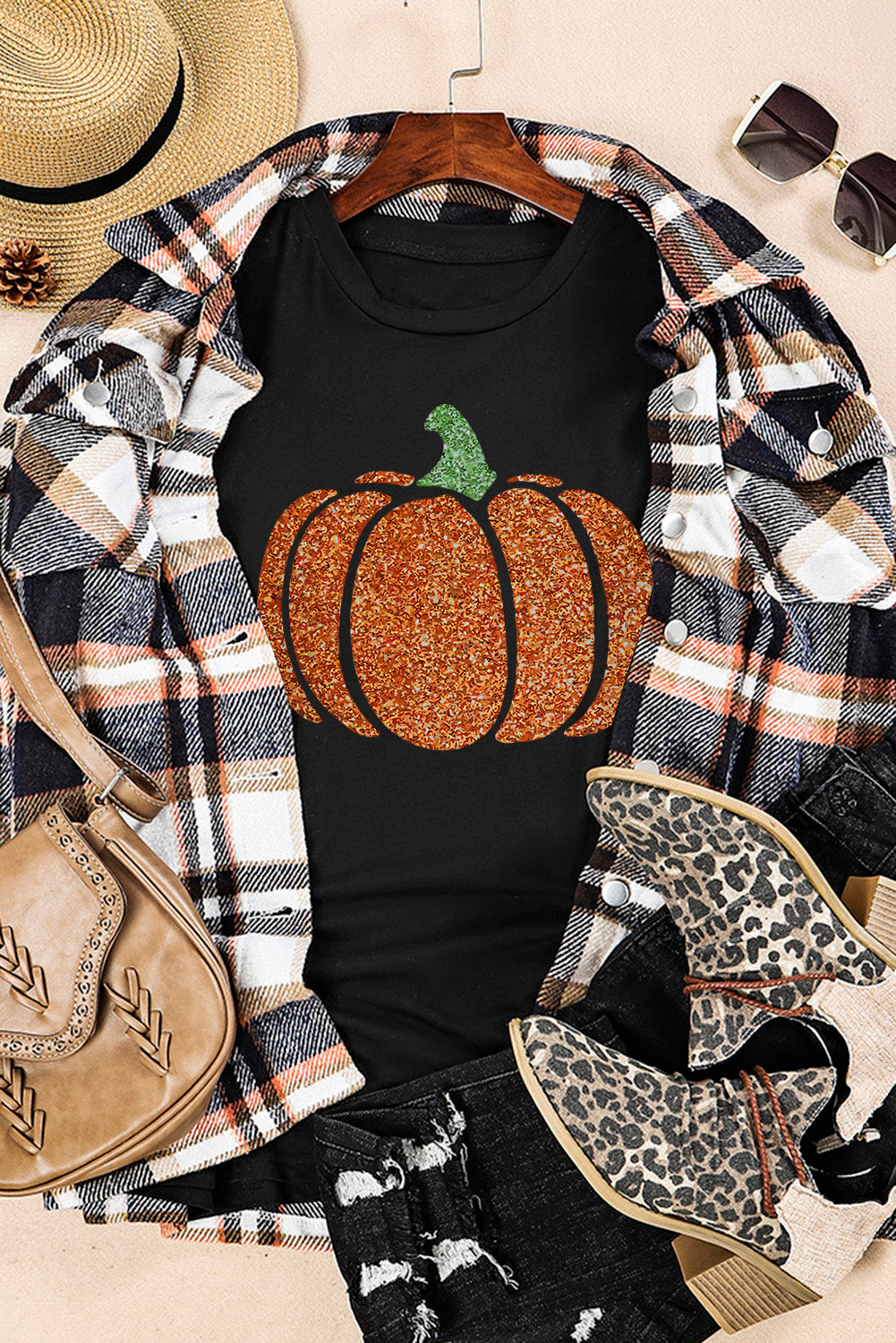 Halloween Glittering Pumpkin T Shirt