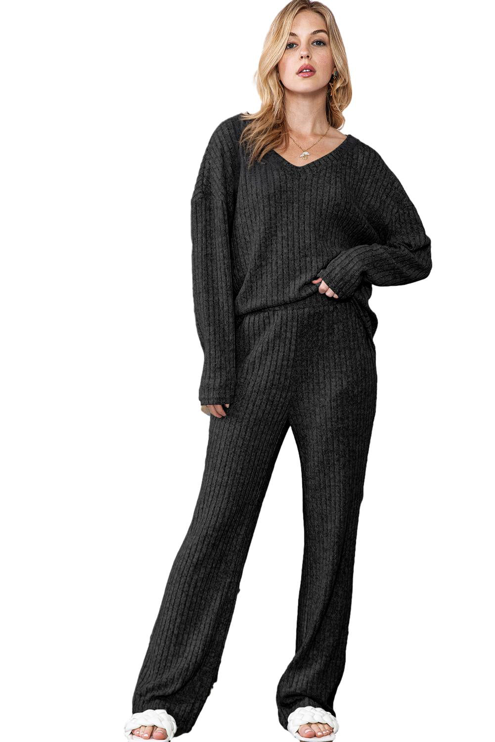 Slouchy Ribbed Knit Loungewear Set