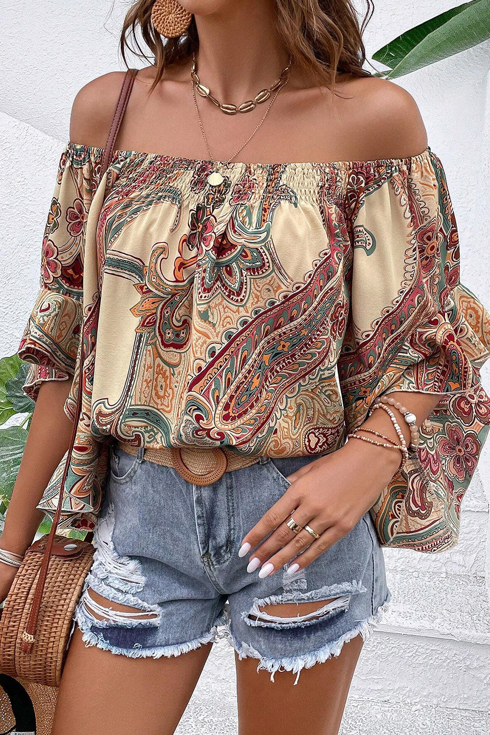 Paisley Off Shoulder Blouse