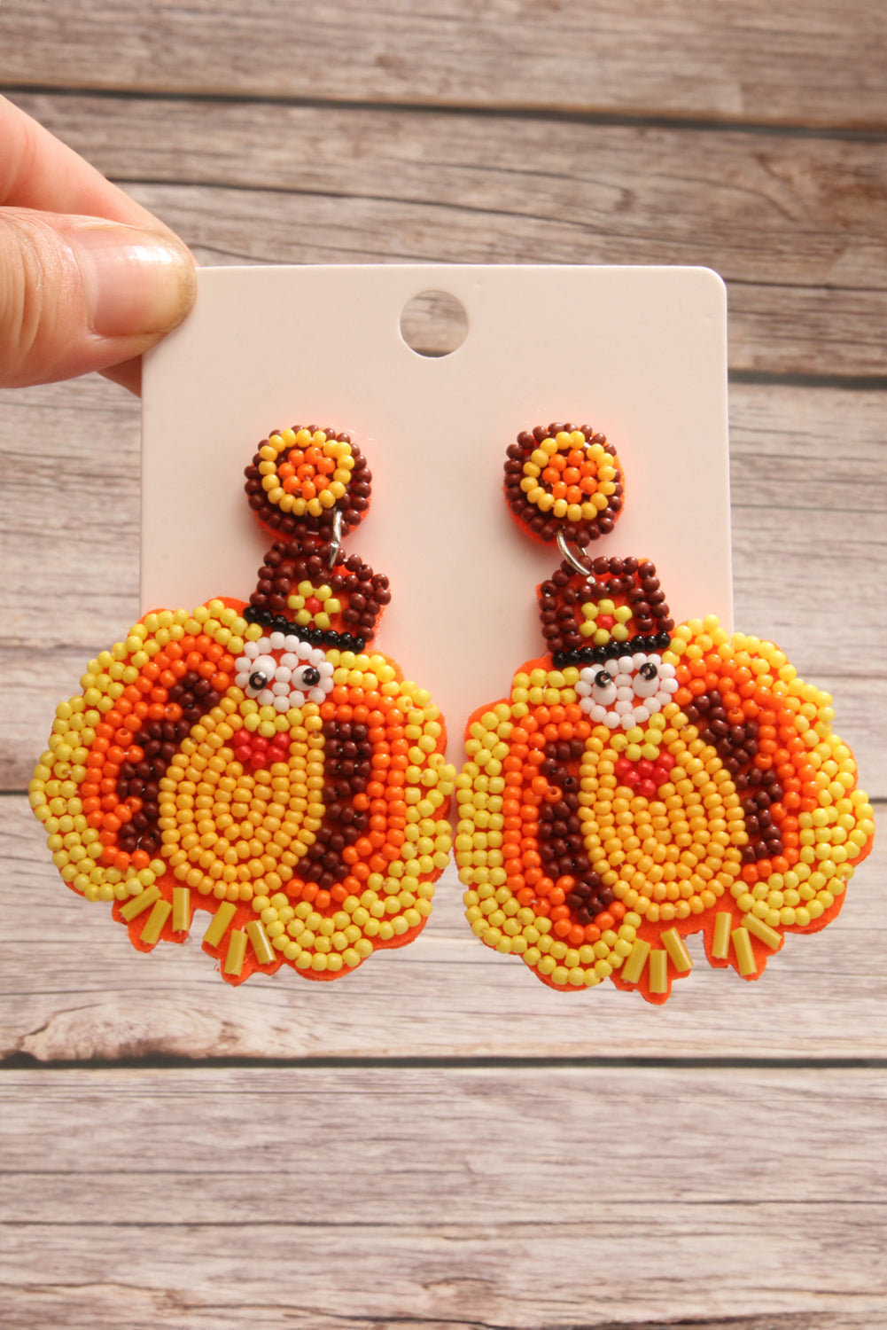 Thanksgiving Turkey Beaded Drop Earrings