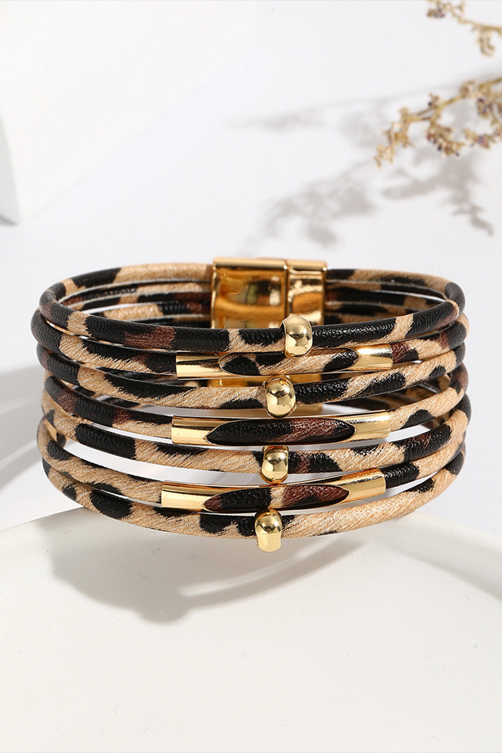 Multi-layer Leopard Magnet Buckle Bracelet