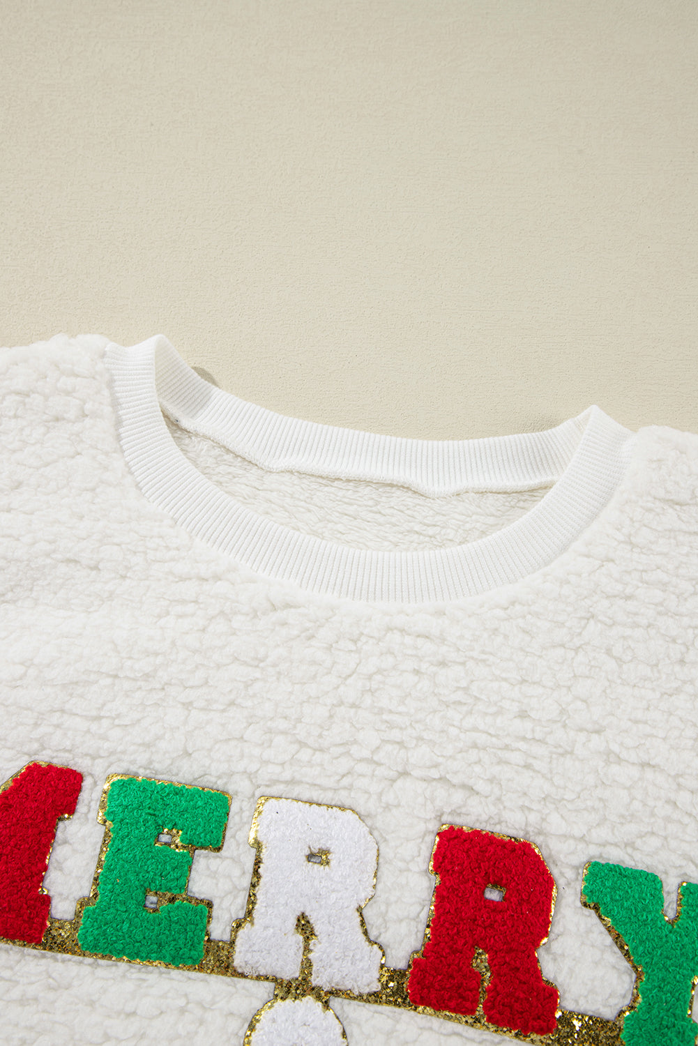 Merry & Bright Print Fuzzy Sweatshirt