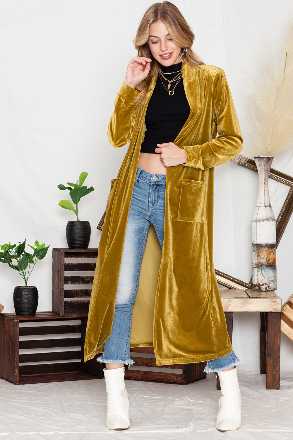 Velvet Long Cardigan