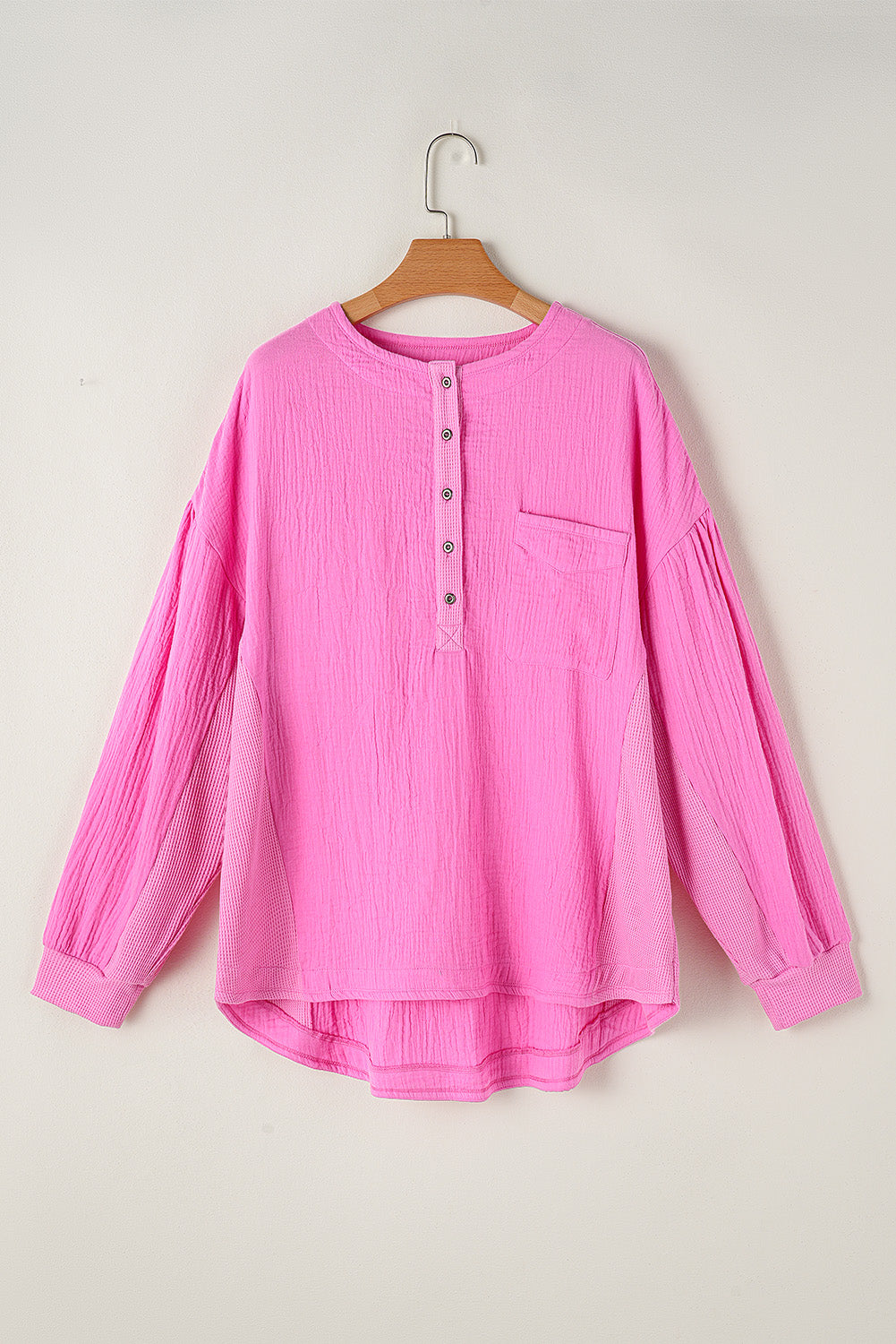 Pink Henley Top - Plus