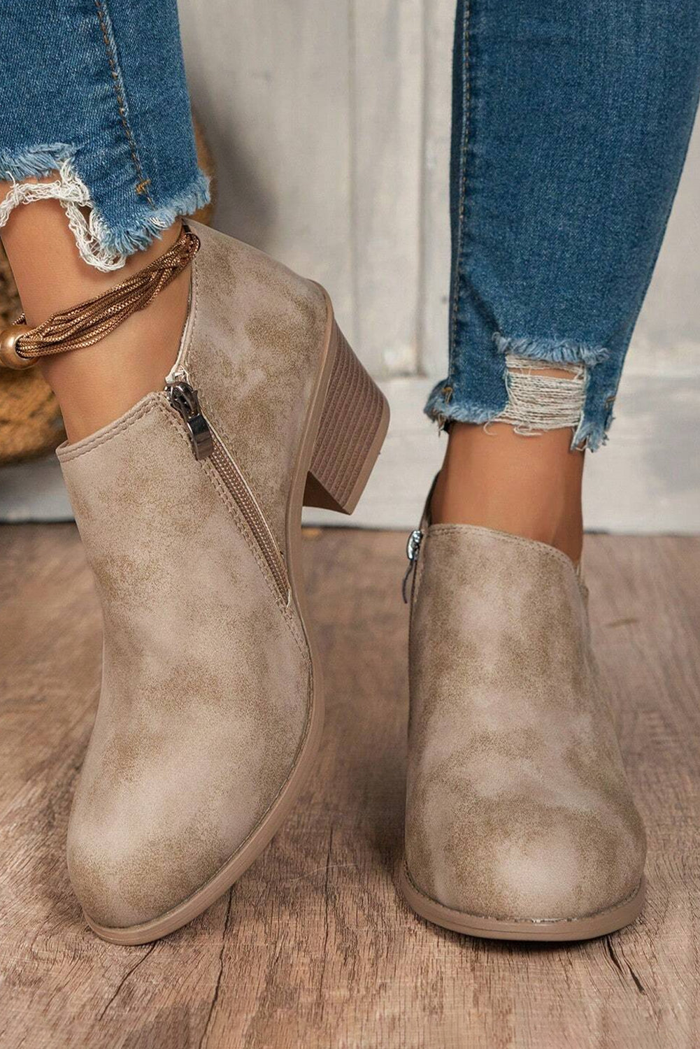 Coffee Sueded Ankle Boots