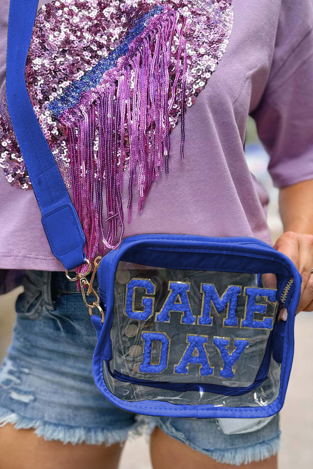 Clear Event Bag with Chenille Gameday Lettering