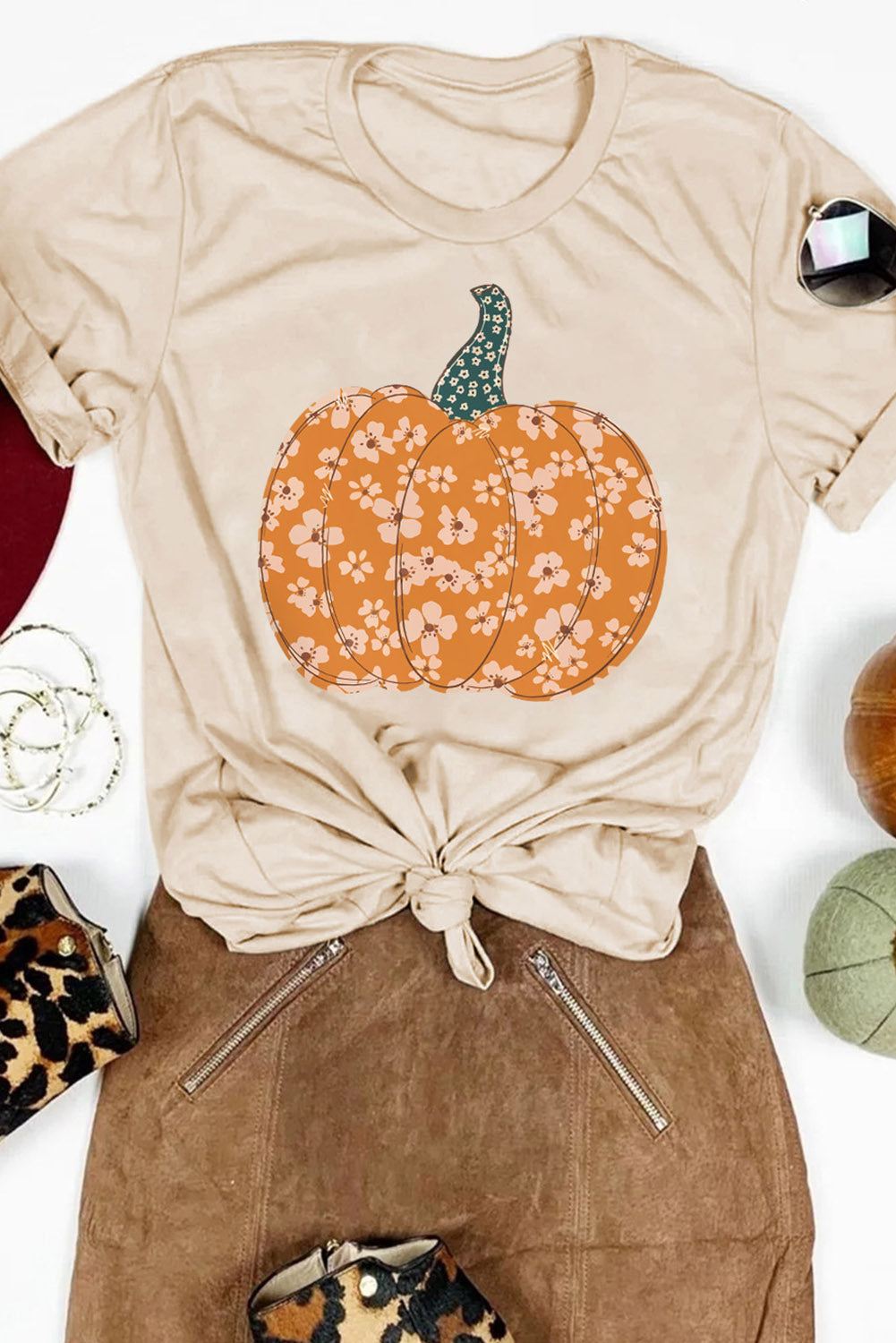 Sweet Floral Pumpkin Tee