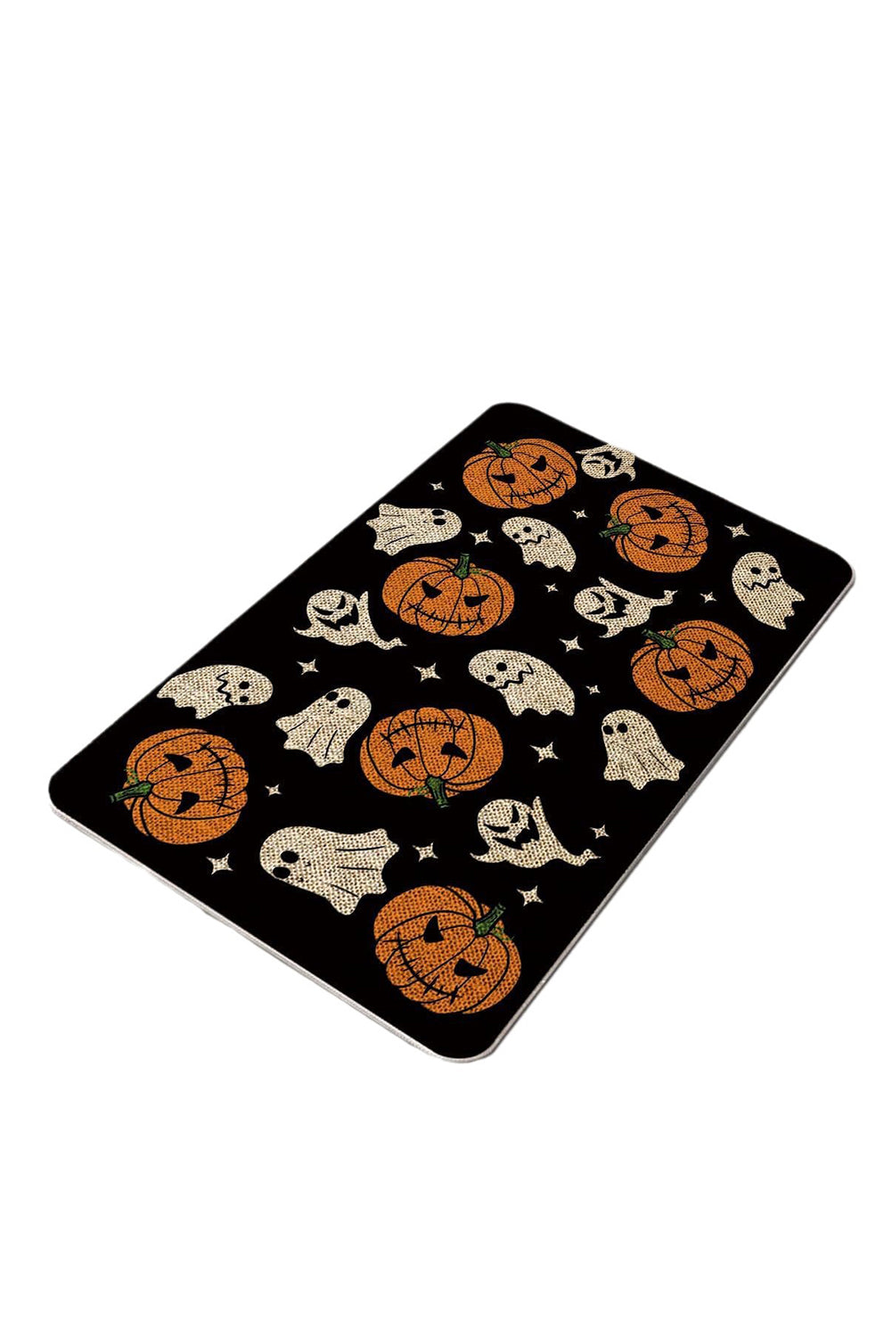 Black Halloween Pumpkin Ghost Door Mat