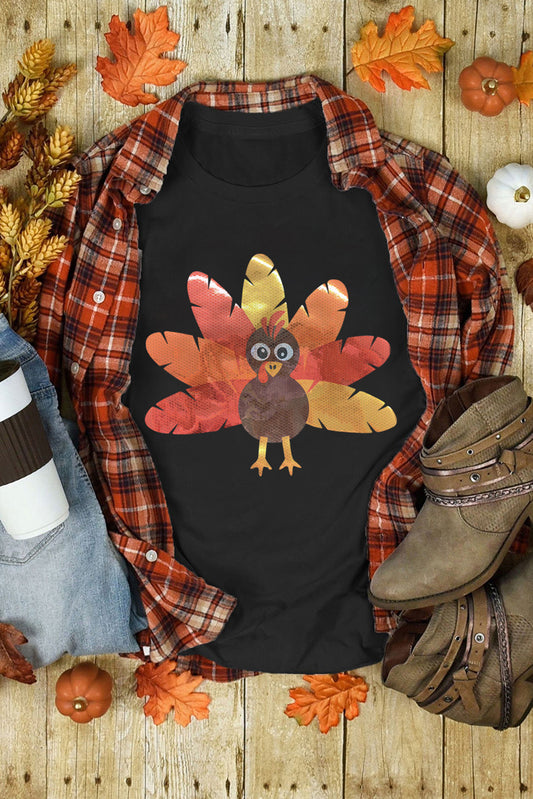 Black Turkey Thanksgiving T Shirt